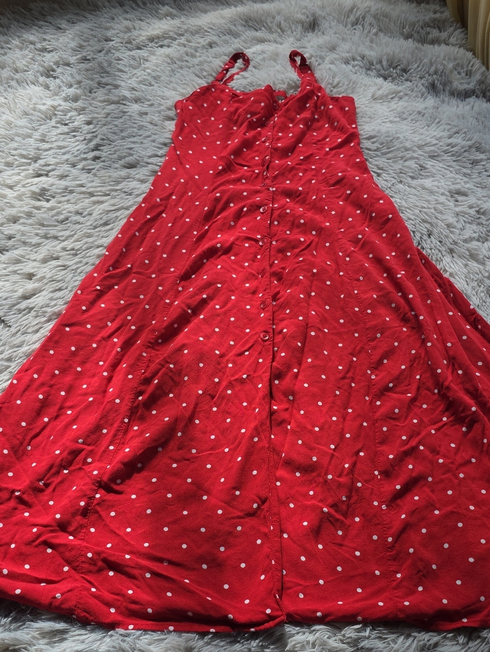 Red Polka Dot Button-Front Sundress